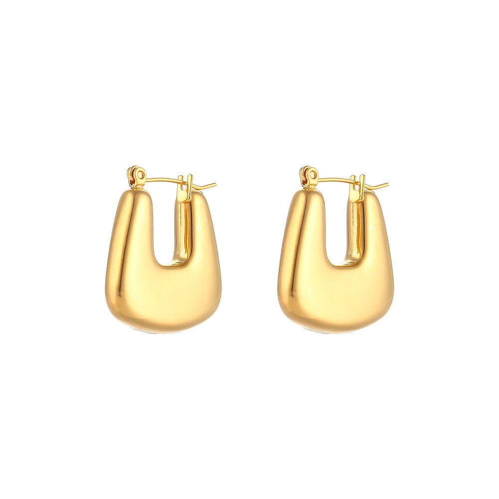 Wholesale Titanium Steel Stainless Steel Plated 18K Solid Glossy Earrings